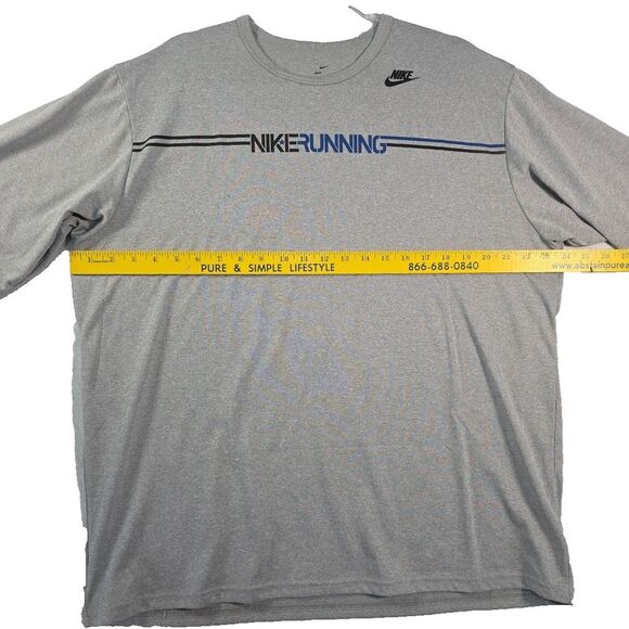 Nike Running Shirt Dri-Fit Men's Size XL Lightweight Grey Spellout - Picture 5 of 8